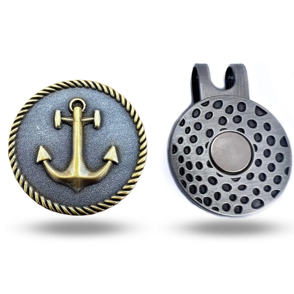 Full Metal Markers Anchor Navy Unique Magnetic Metal Golf Ball Marker Accessory With Hat Clip For Men And Women (1 Golf Ball Mar