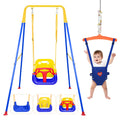 4-in-1 Swing Set & Baby Jumper and Bouncer for Toddler, Heavy Duty Baby Swing Set with Foldable Metal Stand for Indoor & Outdoor