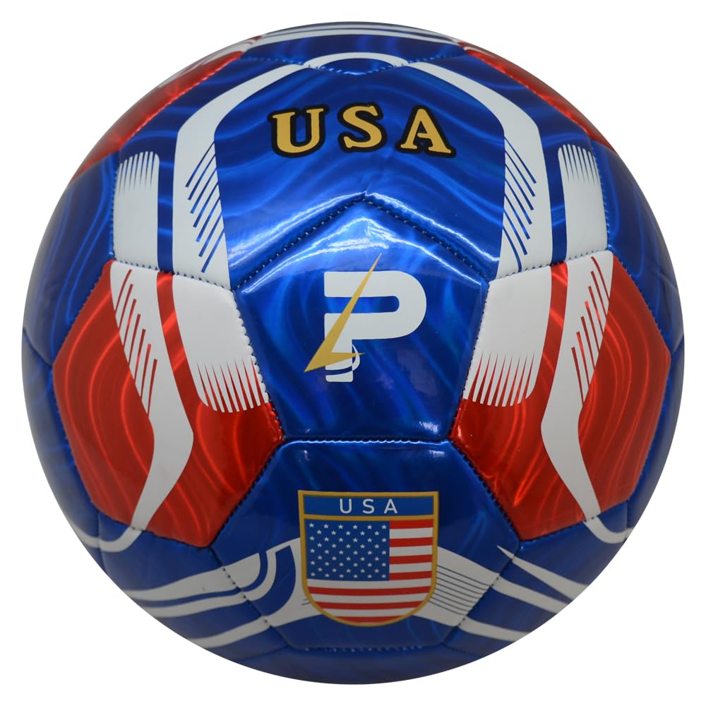 PLAYPRO Country Training Soccer Ball: World Edition (USA - Blue, 5)