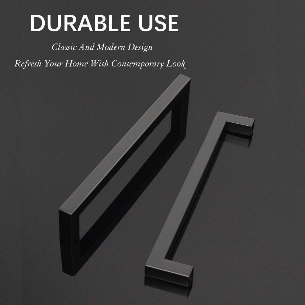 Knobwell 12 Pack Black Stainless Steel Kitchen Cabinet Door Handles, Euro Style Kitchen Drawer Pulls - Hole Centers 7-916, Overa