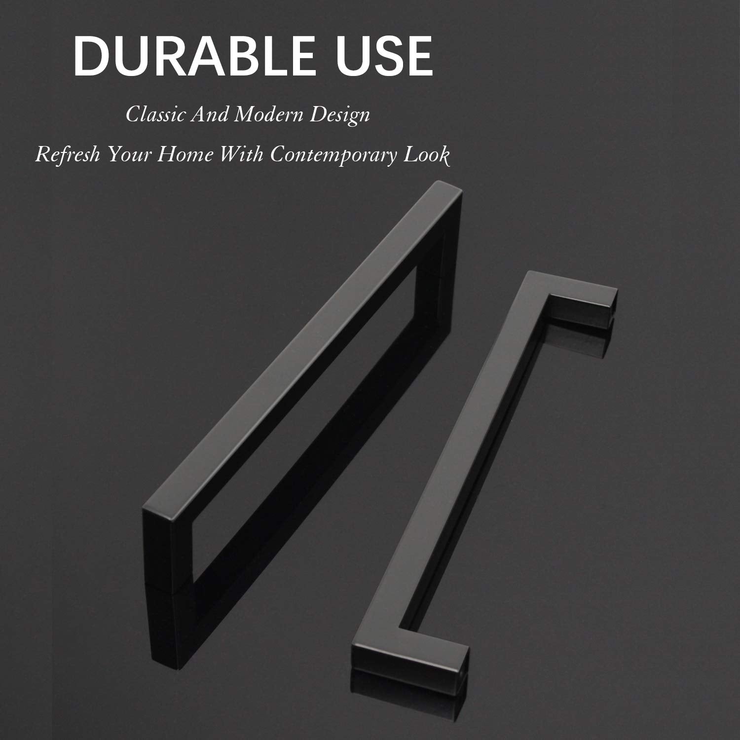 Knobwell 12 Pack Black Stainless Steel Kitchen Cabinet Door Handles, Euro Style Kitchen Drawer Pulls - Hole Centers 7-916, Overa
