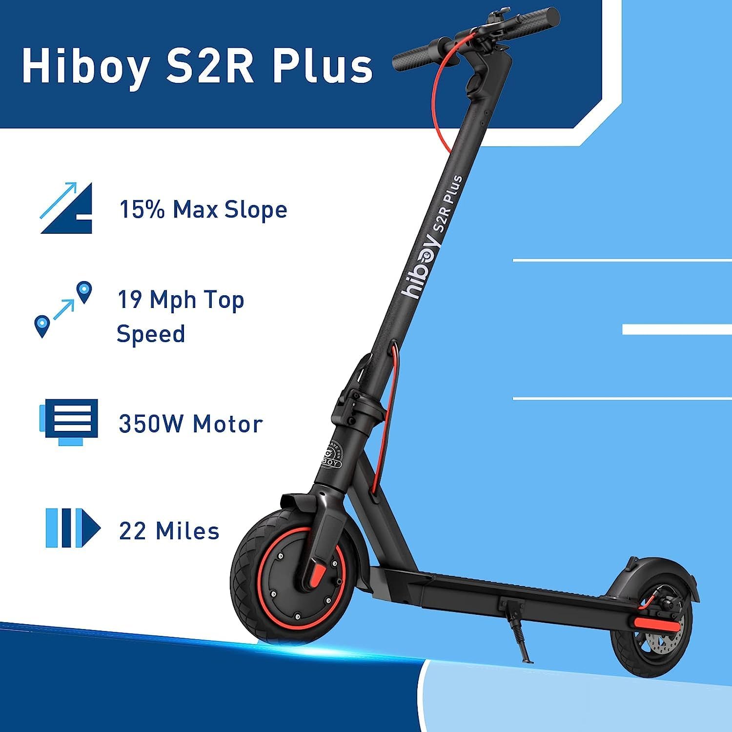 Hiboy 500W Peak Motor Electric Scooter, 19MPH, 22 Miles Long-Range, Foldable Commuter Electric Scooter Adults with Removable Bat