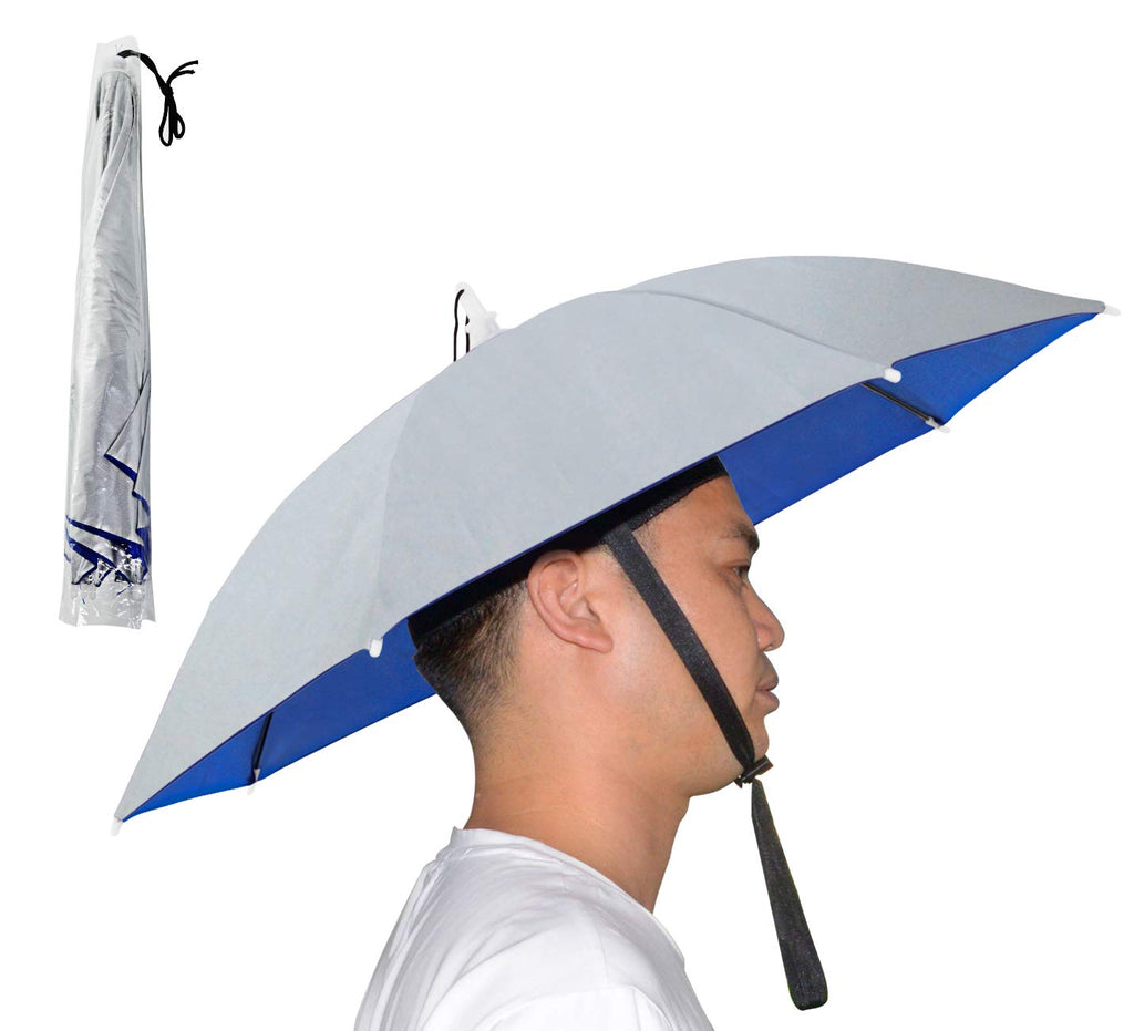 New-Vi Umbrella Hat, 25 Inch Hands Free Umbrella Cap For Adults And Kids, Fishing Golf Gardening Sunshade Outdoor Headwear (Silv