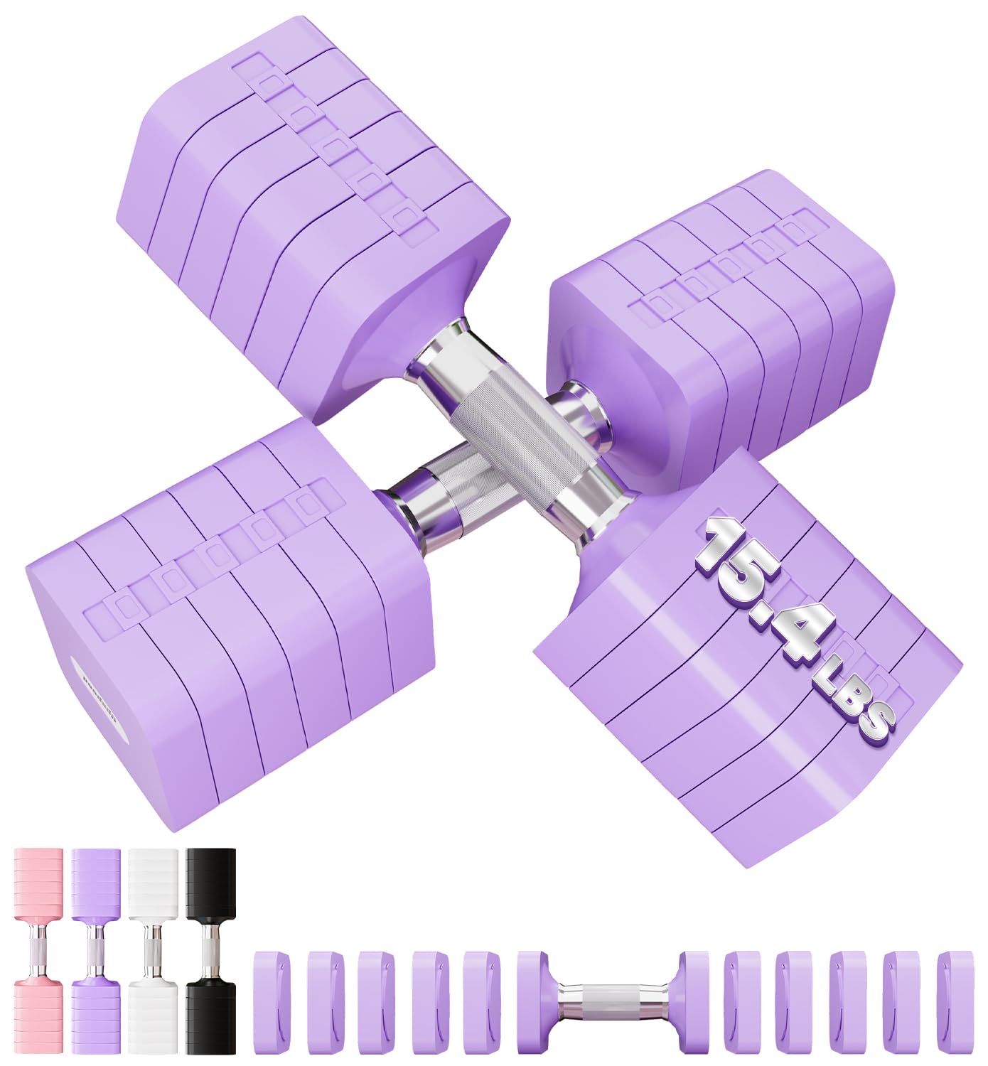 30LBS dumbbells Set 6 In 1 Adjustable Hand Weights Sets for Women Men Free Weight Set Adjust Dumbbell Weight Sets for Home Gym E