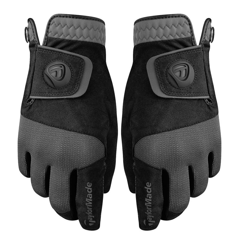 TaylorMade Golf RAIN CONTROL GLOVE (BLACK/GRAY, MEDIUM/LARGE), BLACK/GRAY(MEDIUM/LARGE, PAIR)