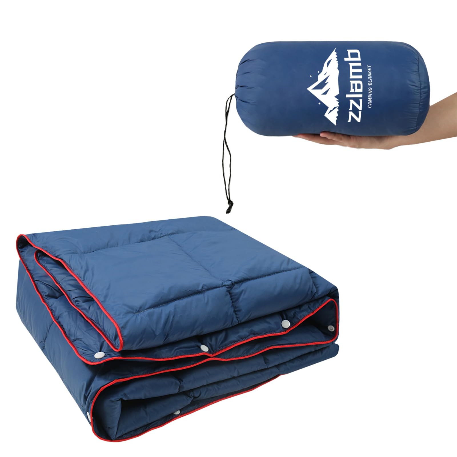 Zzlamb Puffy Camping Blanket Down Alternative Small Size For Kid, Lightweight Water-Repellent Throw Blanket Compact, Portable Qu