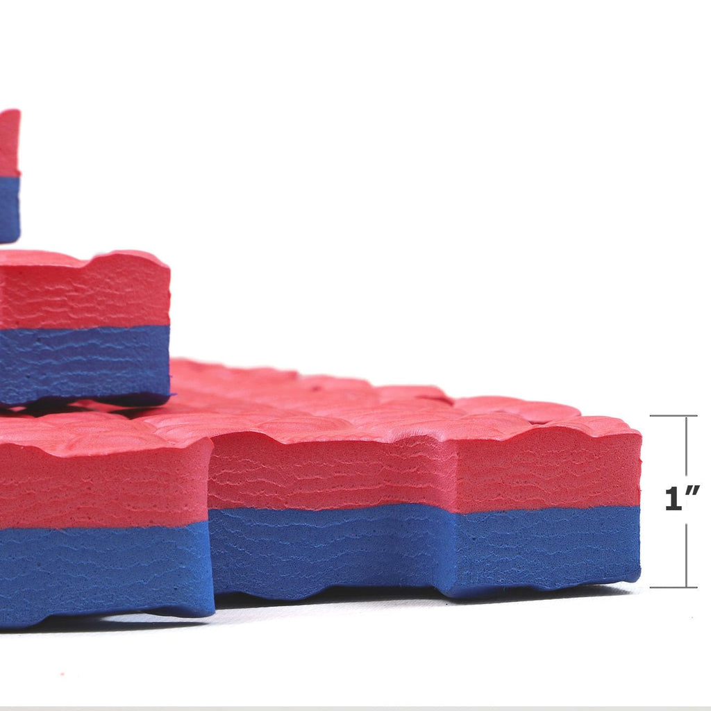 Xspec 1 Extra Thick 48 Sq Ft Reversible Eva Gym Foam Floor Mat Tiles (24 X 24), Steel Pattern, 12 Pcs, Blue  Red