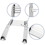 Young Marine 4 Steps Stainless Steel Drop Down Telescopic And Folding Boat Ladder With White Plastic Footboard,Over Platform Mou