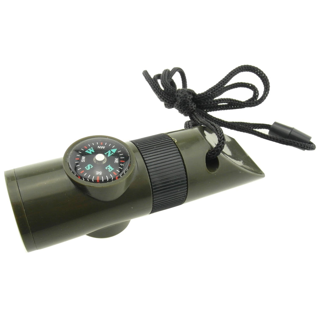 Trendbox Multifunctional 7 In 1 Camping Hiking Outdoor Whistle With Compass Magnifier Led Flashlight Thermometer For Emergency S
