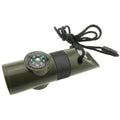 Trendbox Multifunctional 7 In 1 Camping Hiking Outdoor Whistle With Compass Magnifier Led Flashlight Thermometer For Emergency S