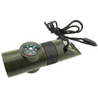 Trendbox Multifunctional 7 In 1 Camping Hiking Outdoor Whistle With Compass Magnifier Led Flashlight Thermometer For Emergency S