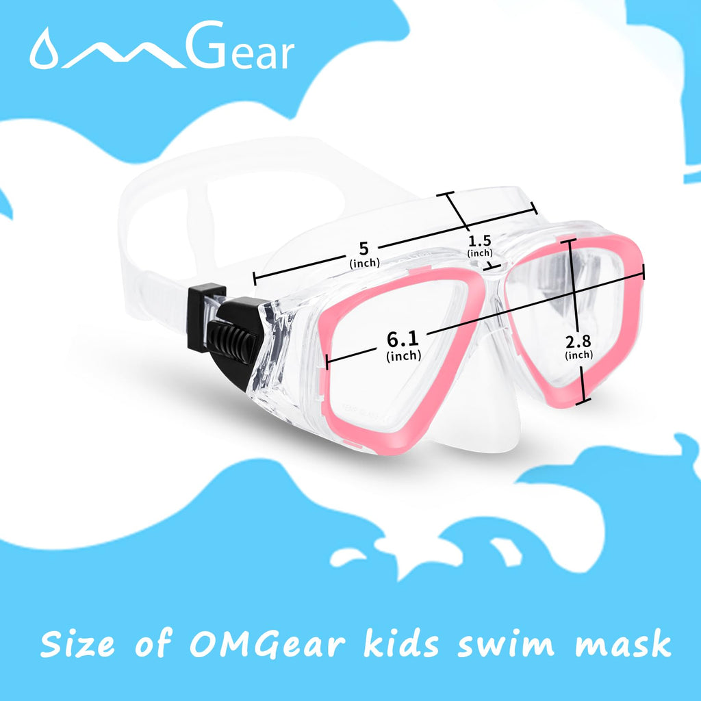 Youth Diving Goggles Nose Cover Kids Scuba Mask Goggles Swim Kids Snorkeling Gear A Swim Mask With Neoprene Mask Pad (Pink)