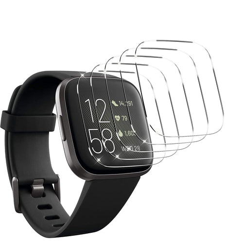 5 Pack] Compatible For Fitbit Versa 2 Tempered Glass Screen Protector, Ymhml Waterproof 9H Hardness Crystal Clear No-Bubble] Ant