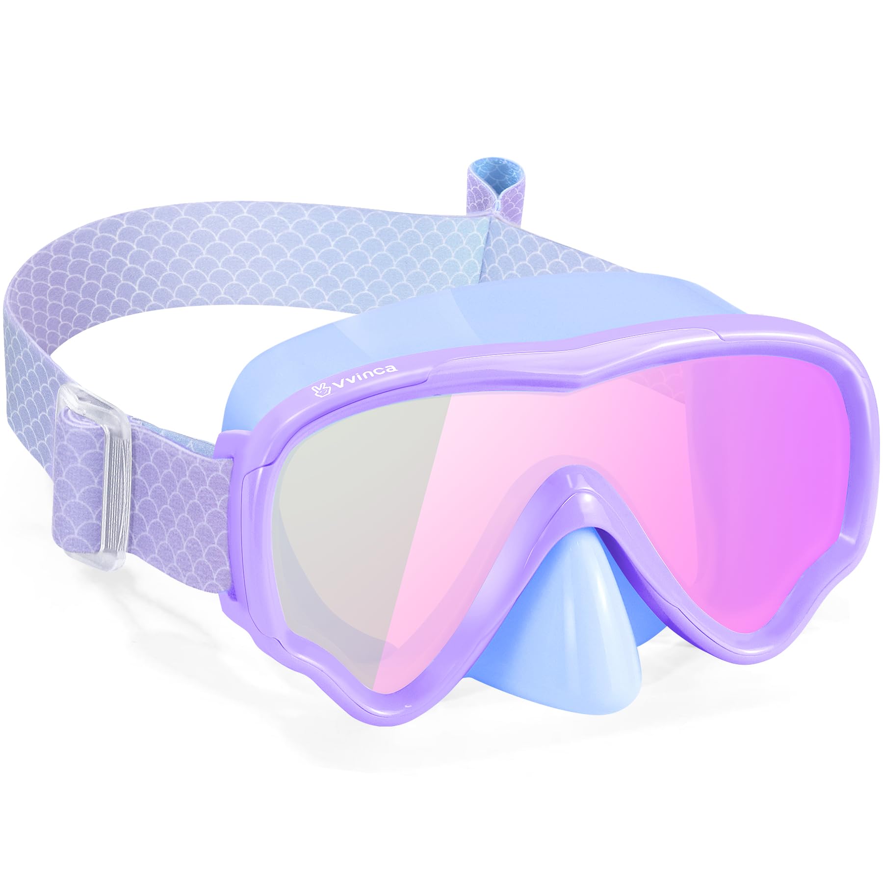 Vvinca Kids Swim Goggles with Nose Cover & Tangle-Free Fabric Strap - Anti-Fog/UV Waterproof Swimming Mask for Boys Girls 3-15, 