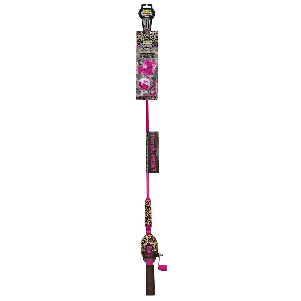 Kid Casters: Leopard Tangle-Free Fishing Combo|Spincast Reel & Practice Casting Plug | 34 Tangle-Free Combo|Inline Rod W/Ez Thre