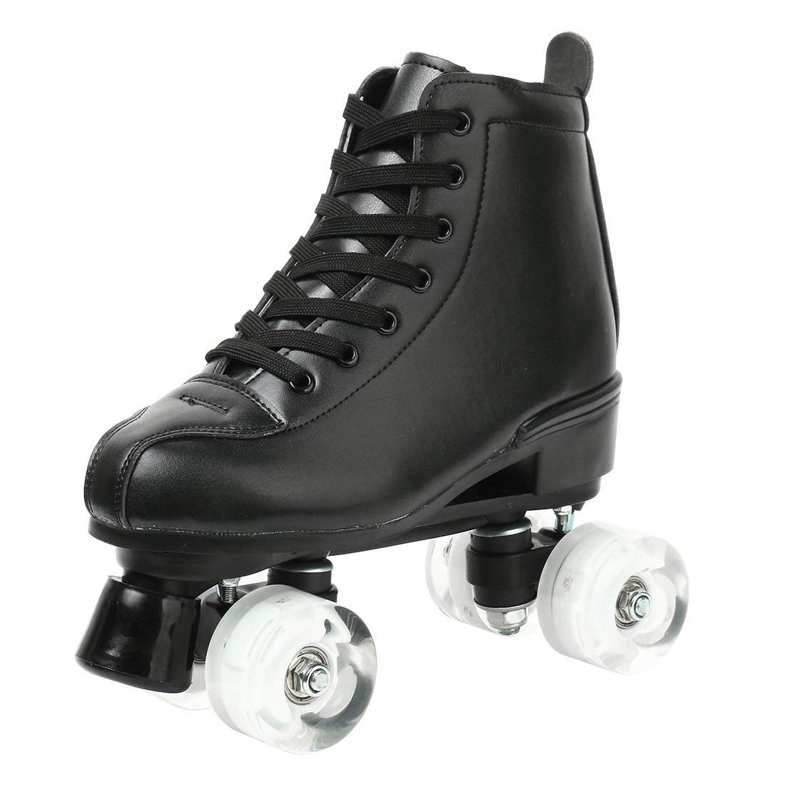 Xudrez Classic Roller Skates High-Top Double-Row Leather Roller Skates For Women And Men (Black Flash Wheel,10)