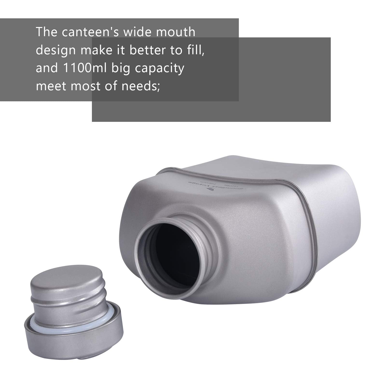 Boundless Voyage Titanium Military Canteen With Carry Bag Outdoor Camping Big Capacity Water Bottle Cup Pot Mess Kits 1100Ml Ti1