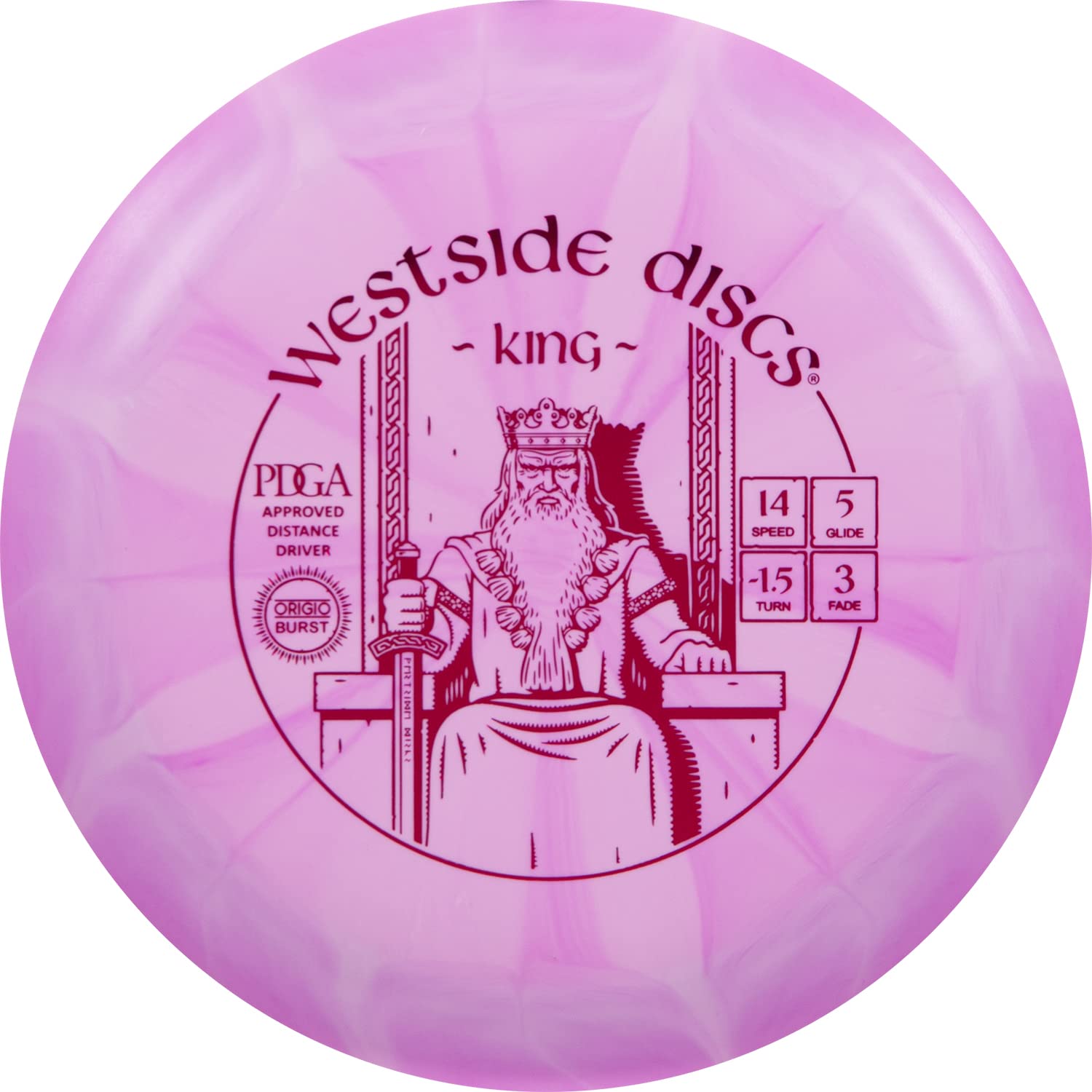 Westside Discs Origio Burst King Disc Golf Driver  Maximum Distance Frisbee Golf Driver  Easy Distance for Beginners  170g Plus 