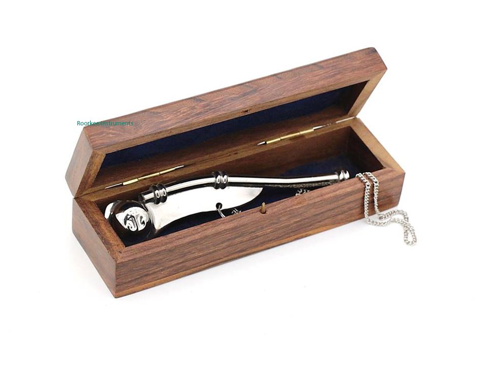 5''Brass Boatswain Whistle W/Box Bosun Call Pipe Silver Finish