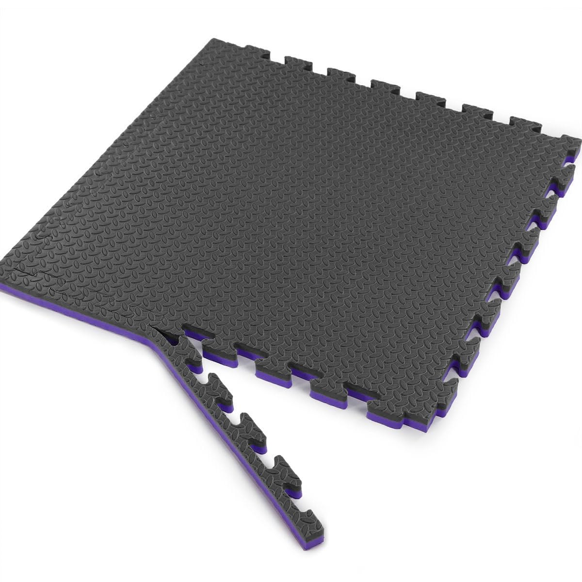Xspec 1 Extra Thick 48 Sq Ft Reversible Eva Gym Foam Floor Mat Tiles (24 X 24), Steel Pattern, 12 Pcs, Blackpurple