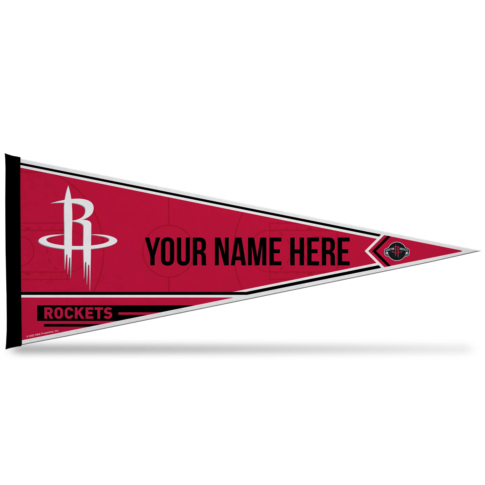 Rico Industries Nba Basketball Houston Rockets Personalized - Custom 12'' X 30'' Soft Felt Pennant - Ez To Hang