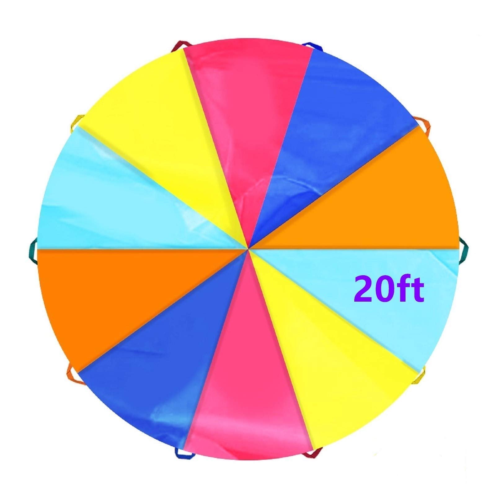Spinfox Play Parachute 10Ft Multicolored Parachute With Handles For Kids, Kids Play Parachute For Indoor Outdoor Games Exercise 