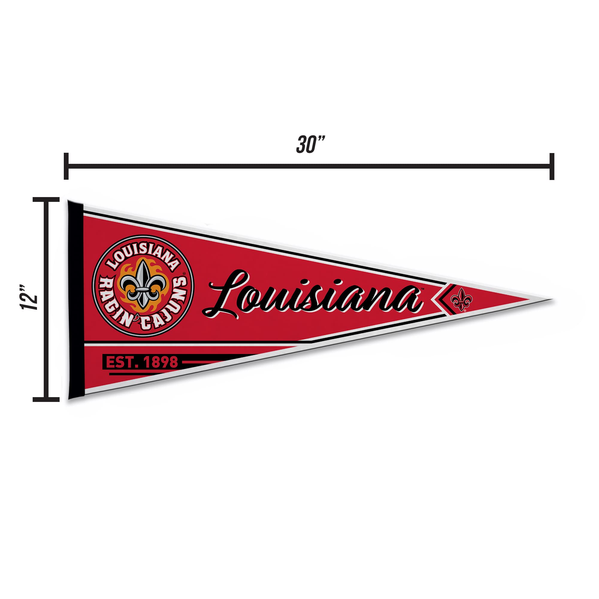 Rico Industries Ncaa Louisiana-Lafayette Ragin Cajuns Classic 12'' X 30'' Felt Wall D  Cor Pennant - Great For Home/Bed Room/Man