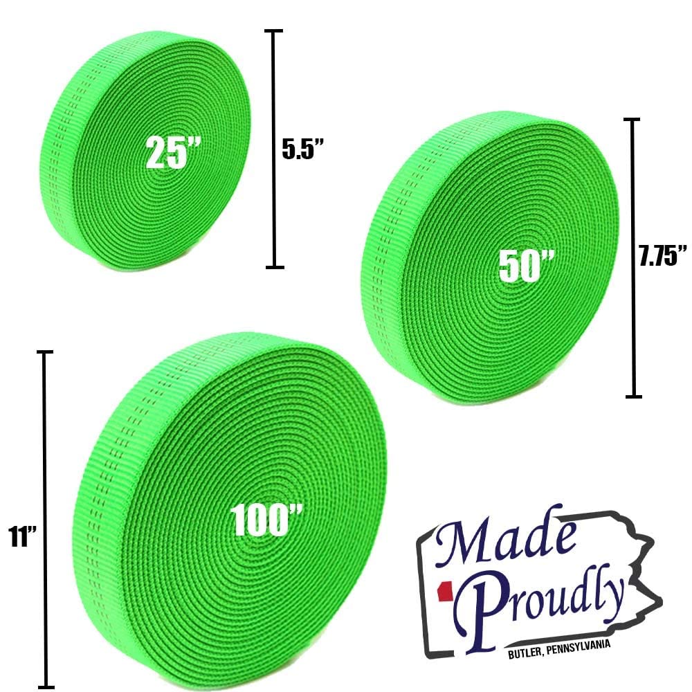 Rock-N-Rescue Heavyweight Nylon Tubular Webbing - 100 Feet, Neon Green, Mountaineering And Rock Climbing Accessories, Firefighti