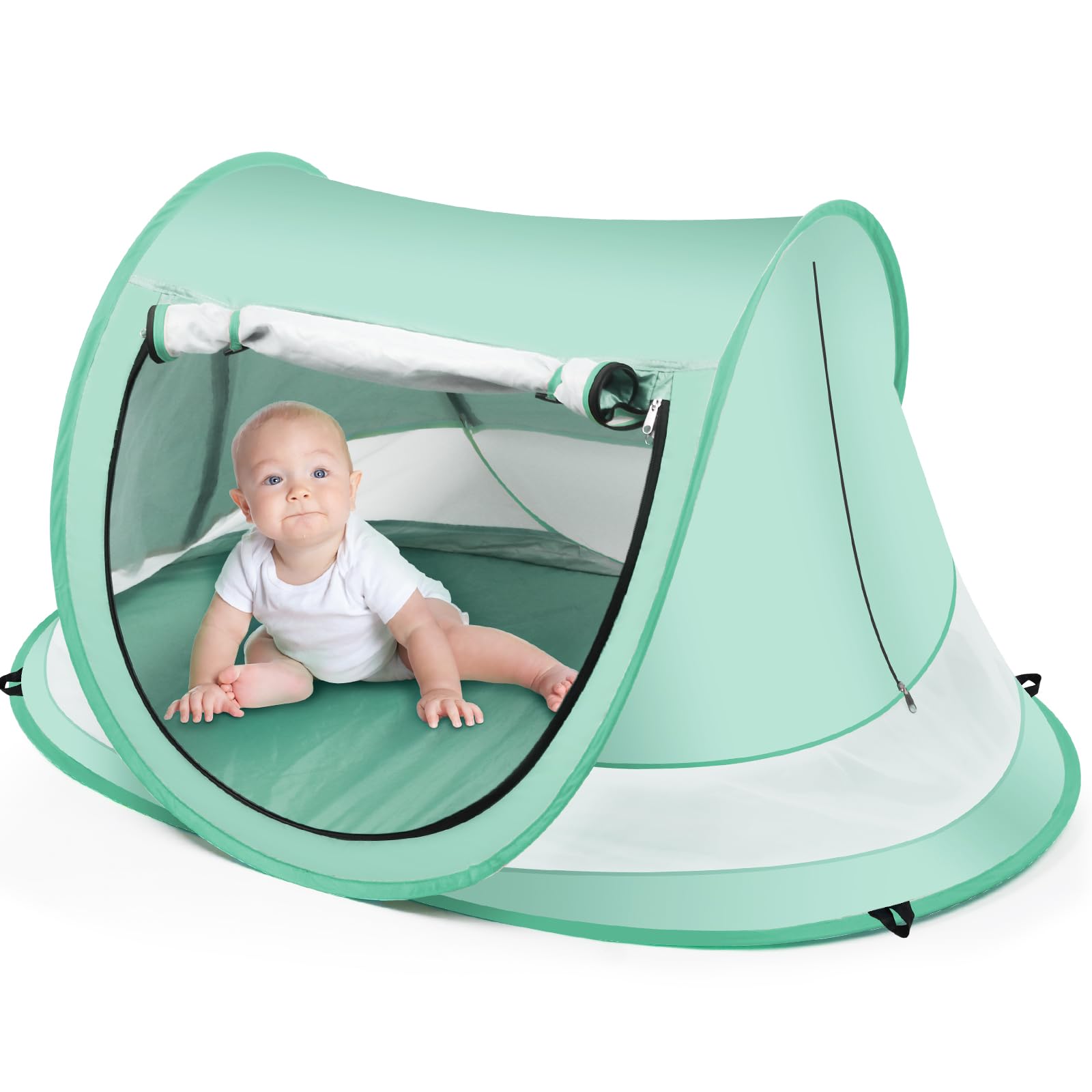 Baby Beach Tent,Large Pop Up Beach Tent Sun Shade For Beach,Portable Baby Travel Tent With Mosquito Net,Indoor Baby Play Tent,Up