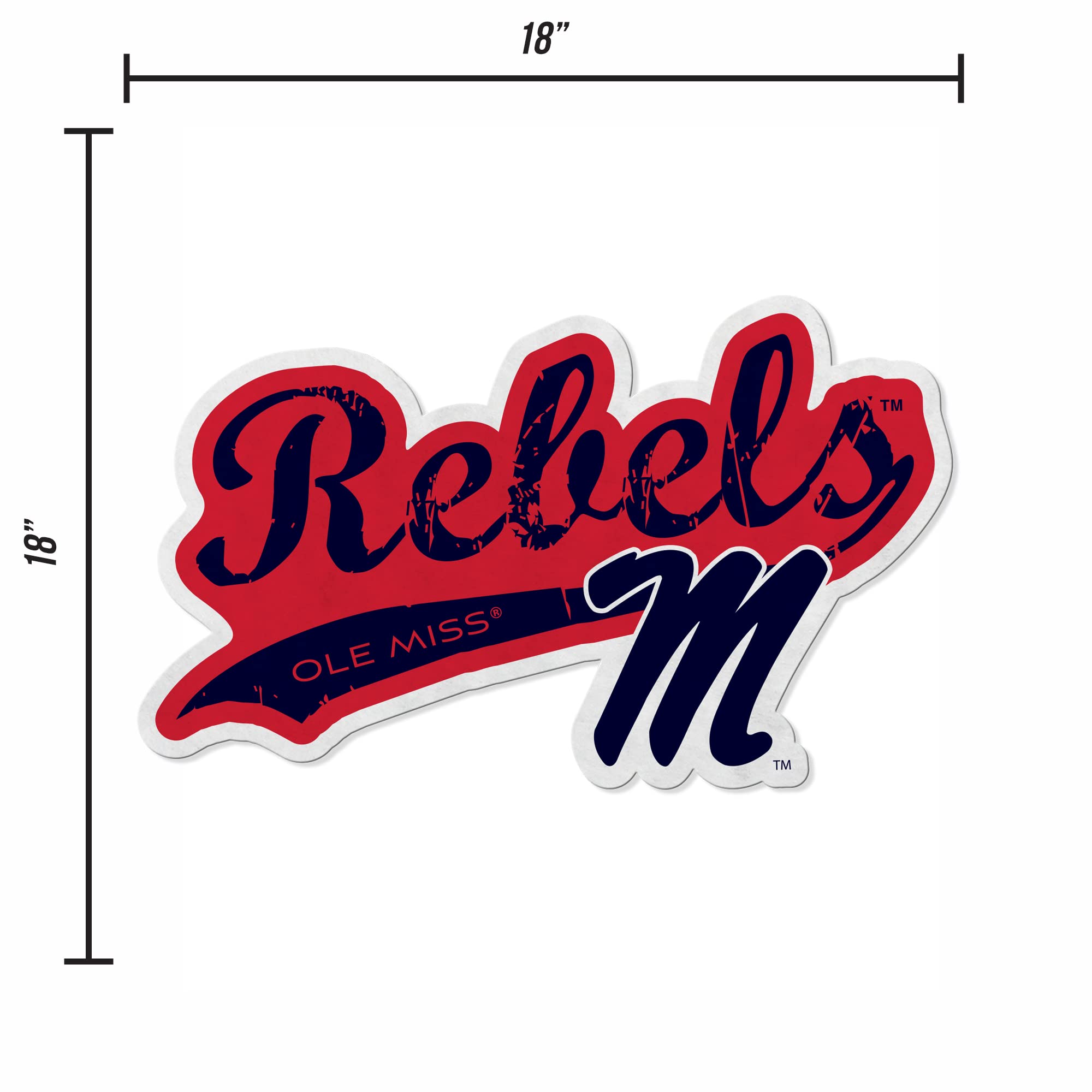 Rico Industries Ncaa Mississippi Rebels Distressed Shape Cut Pennant - Home And Living Room D  Cor - Soft Felt Ez To Hang