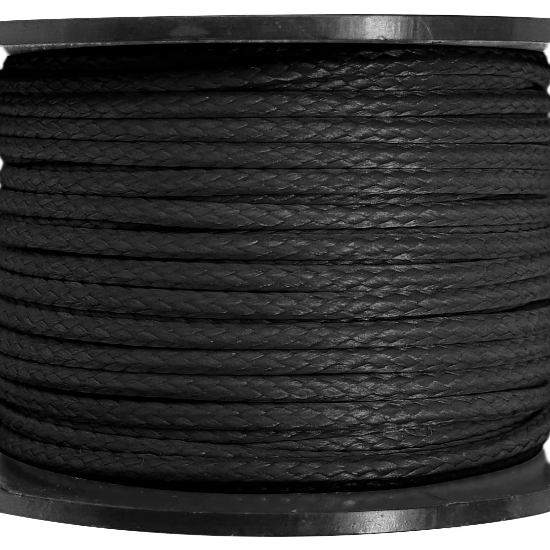 Emma Kites Black 2Mm Uhmwpe Braided Cord Spliceable Utility Cord Diy Leash Tent Tarp Guyline Hammock Ridgeline Whoopie Sling Bea
