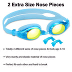 Aegend 2 Pack Kids Goggles, Swimming Goggles for Kids Age 4-16 Boys and Girls Youth, Anti-Fog Pool Goggles, Blue Light & Green