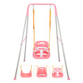 3-in-1 Toddler Swing Set, Indoor & Outdoor Baby Swing Heavy Duty Swing Set with Foldable Metal Stand for Aged 6 Months to 10 Yea