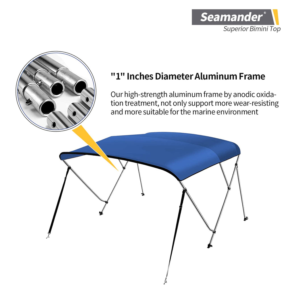 Seamander Bimini Top For Boats,3-4 Bow 13 Different Size Bimini Tops,Includes Bimini Top Hardwares And Boot Cover,3 Bow 6Ft Leng
