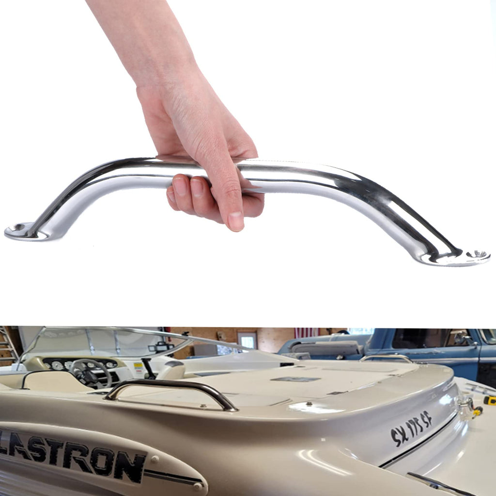 2Pcs Boat Handrail Grab Handle Polished Stainless Steel Round Tube - 12'' Long Marine Grab Handle