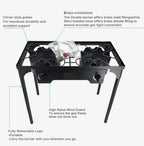 9Trading Cast Iron Free Stand Lp Propane Double Burner Cooking Stove Range Outdoor Cooker