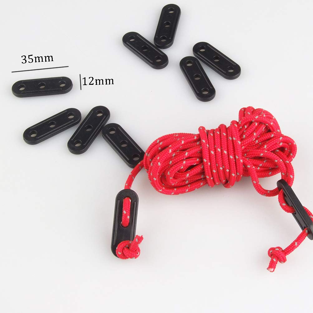 50 Pcs Plastic Cord Tensioners Rope Adjuster Tent Guyline Wind Rope Buckle Fastener For Camping Hiking Picnic Outdoor Activities