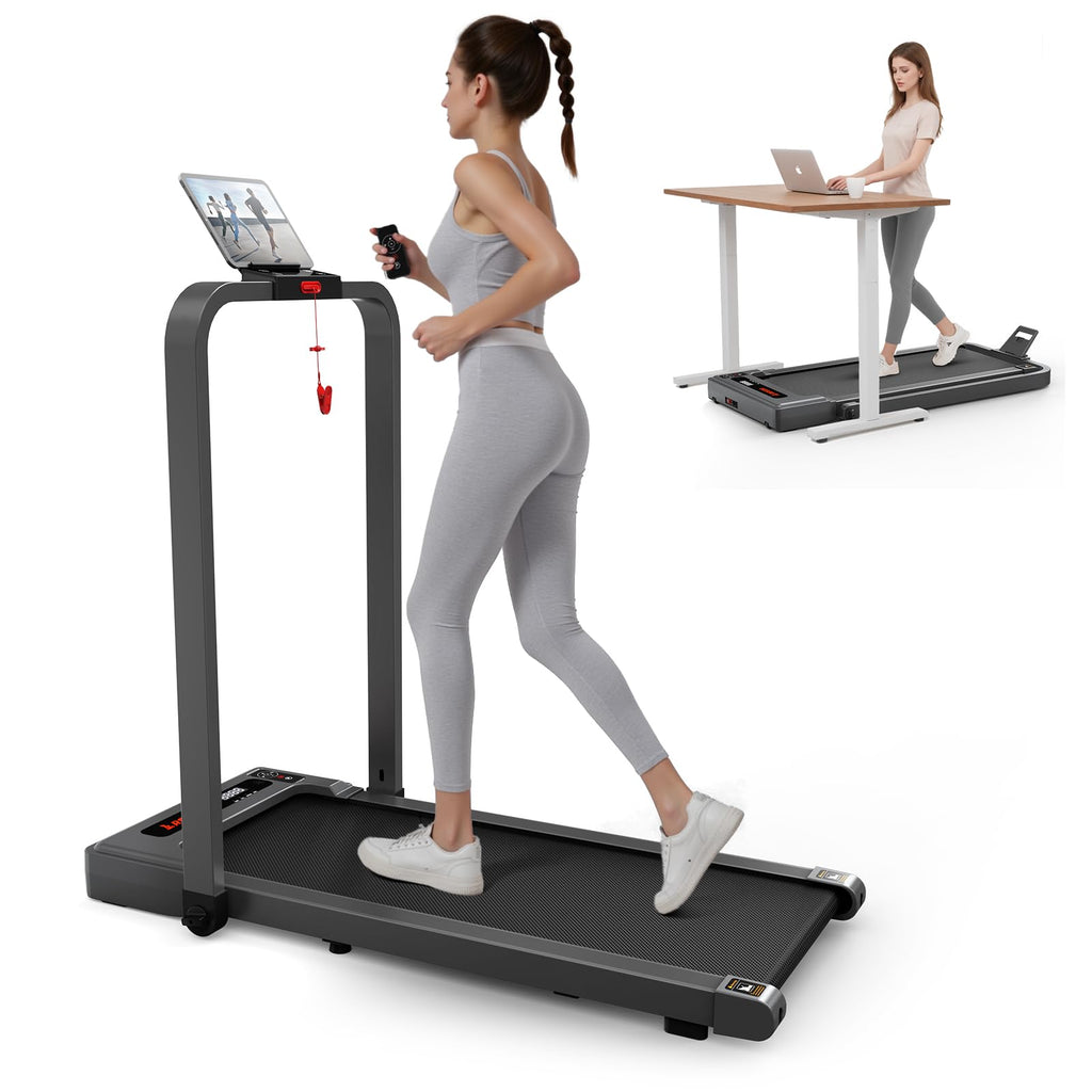 Walking Pad With Handle Bar, Foldable Treadmill Mini Under Desk Treadmill Walking Folding Treadmills For Home Small Running Pad