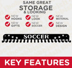 Soccer Sports Medal Holder Hanger Display Rack With 20 Hooks,Soccer Medal Holder For Wall With 16Inchl,Sports Medal Hanger Displ