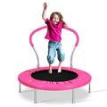 Lyromix 36 Inch Mini Trampoline for Kids, Indoor Toddler Rebounder Trampoline with Handle, Pink