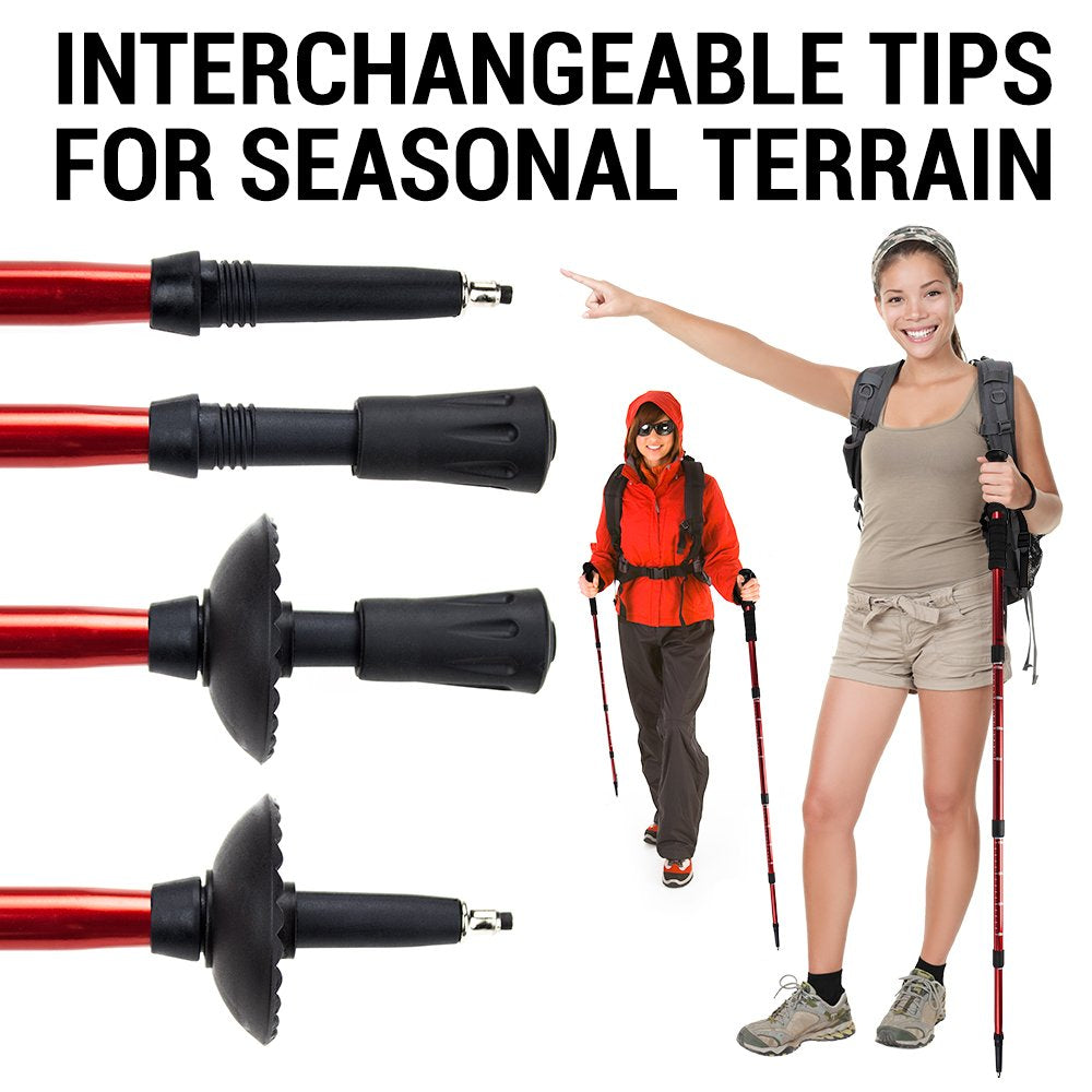 Crown Sporting Goods Shock-Resistant Adjustable Trekking Pole And Hiking Staff (Set Of 2), Purple, 43-Inch