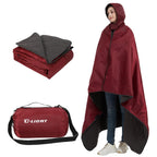 C-Light Outdoor Hooded Blanket, Wearable Stadium Blankets Waterproof Windproof, Emergency Warm Blanket For Rain&Cold Weather - P