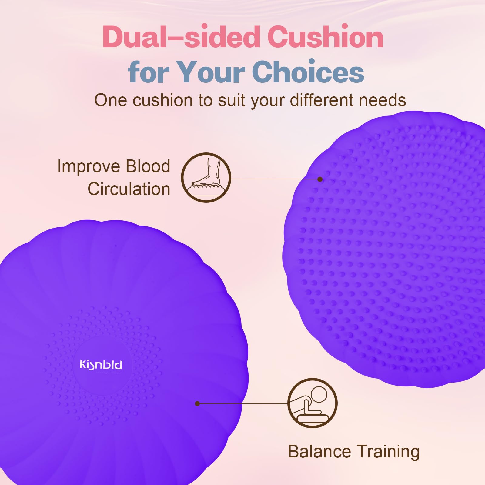 Kisnbld Wobble Cushion, Extra Thick Wiggle Seat For Sensory Kids, Non-Slip Balance Disc With Inflation Pump For Adults Core Stre