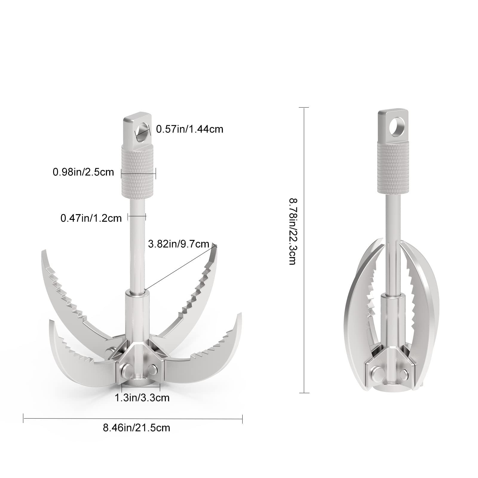 Ant Mag Grappling Hook Stainless Steel Claw Carabiner For Camping Hiking Tree Grabbing And Water Lifting Salvage