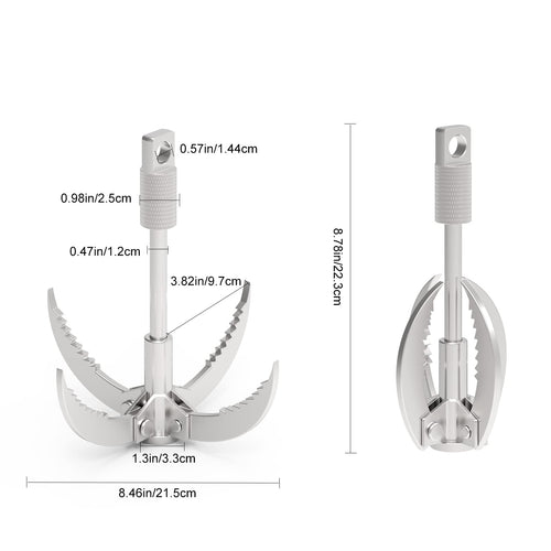 Ant Mag Grappling Hook Stainless Steel Claw Carabiner For Camping Hiking Tree Grabbing And Water Lifting Salvage