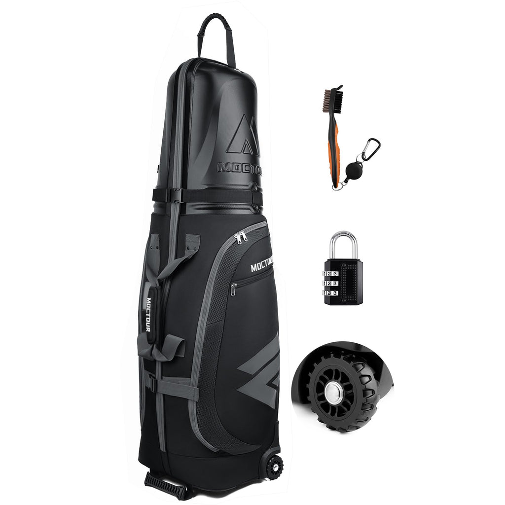 Moctour Golf Travel Bags For Airlines With Wheels & Abs Hard Case Top, Protect Your Clubs, Waterproof 1680D Oxford Fabric And Ov