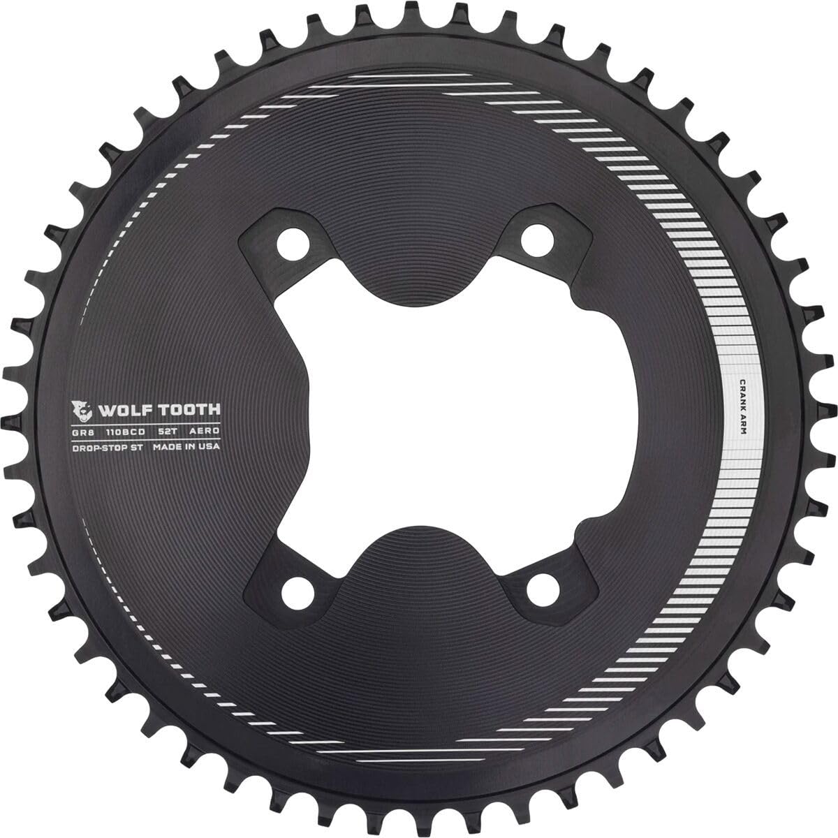 Wolf Tooth 110 BCD Asymmetric 4-Bolt Aero Chainring for GRX Cranks Drop-Stop ST 46T