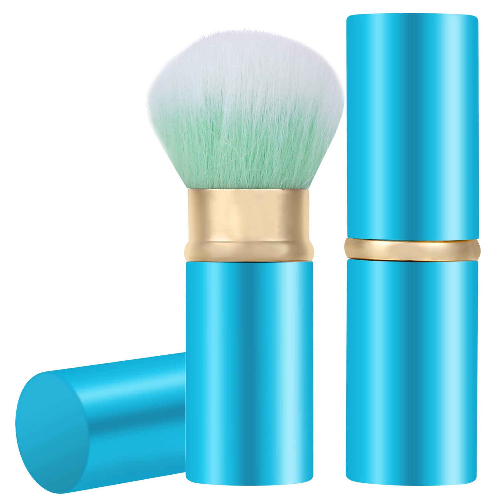 Falliny Retractable Kabuki Makeup Brushes, Travel Mini Face Blush Brush, Portable Powder Brush With Cover For Blush, Bronzer, Bu