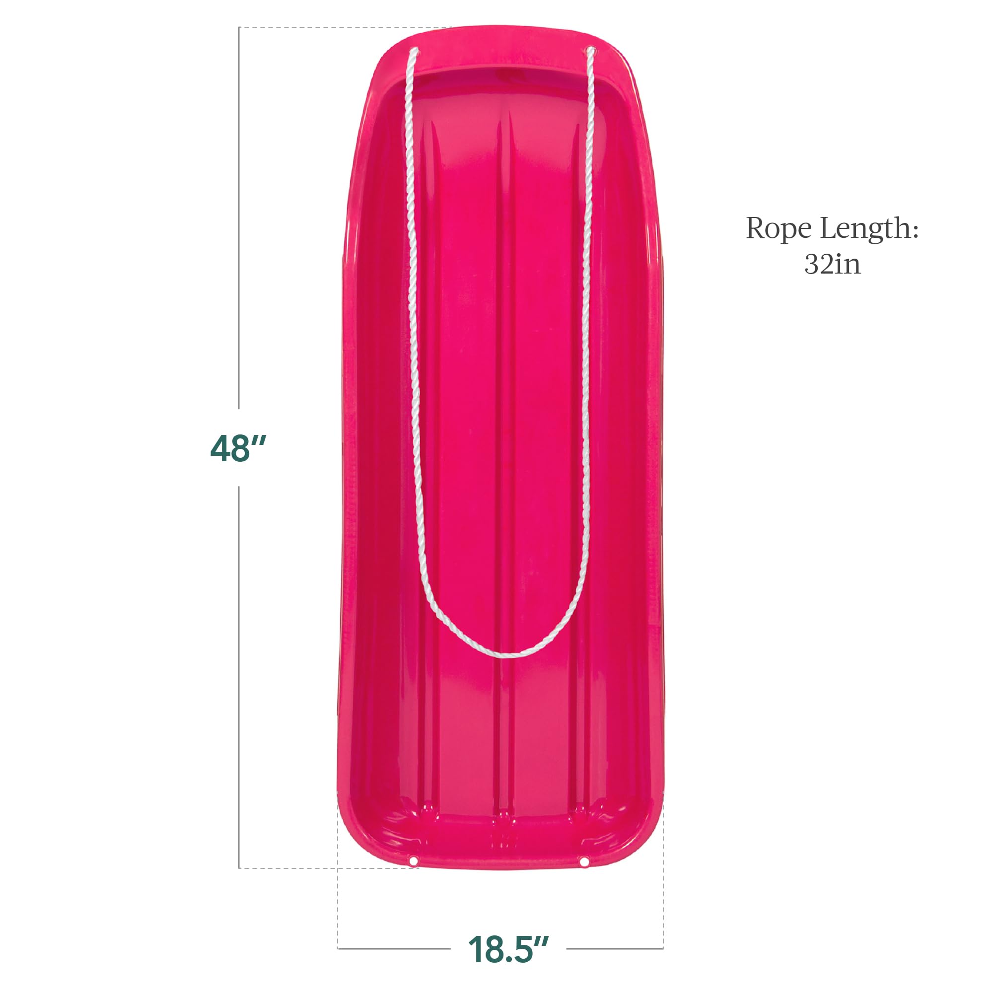 Best Choice Products 48In Kids Plastic Toboggan Snow Sled W/Pull Rope - Pink