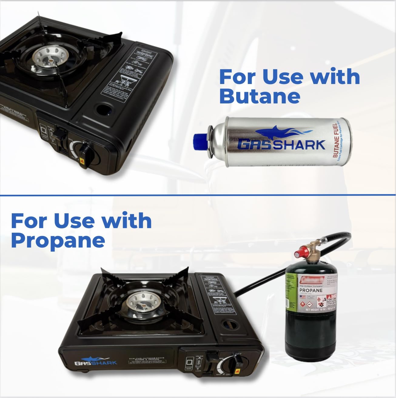 Dual Fuel Propane Or Butane Portable Stove | 12,000 Btus | Camping Stove | Outdoor Cooking And Emergency Kit | Propane Hose And